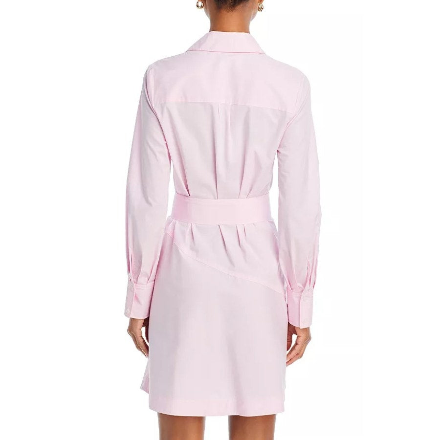 NWT Derek Lam 10 Crosby Pink Flora  Long Sleeve Asymmetric Shirt Dress Womens 2