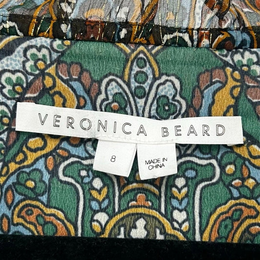 Veronica Beard Silk Metallic Blend Green Multi Paisley Print Mini Dress Womens 8