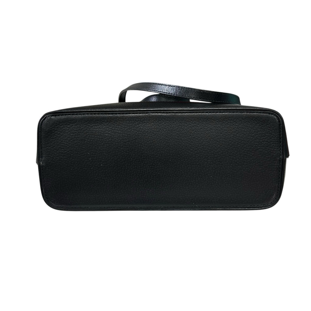 Gucci Black Leather Gold Interlocking GG Logo Ophidia Shopper Tote Bag