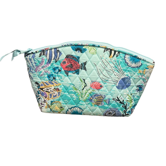 Vera Bradley Zip Up Cosmetic Bag in Blue Treasure Fish Cruise Print