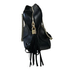 Gucci Black Pebbled Calfskin Leather Soho Double Chain Zip Shoulder Bag