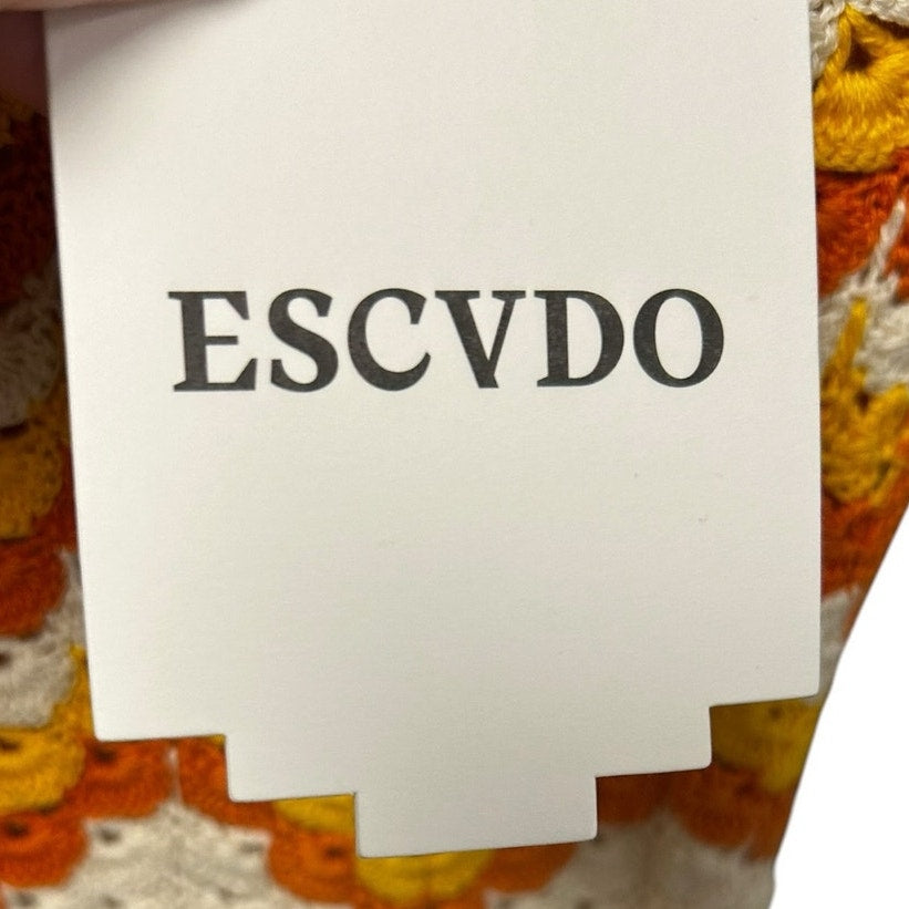 NWT ESCVDO Ivory Yellow Orange Huayna Crochet Knit Maxi Dress Womens Small