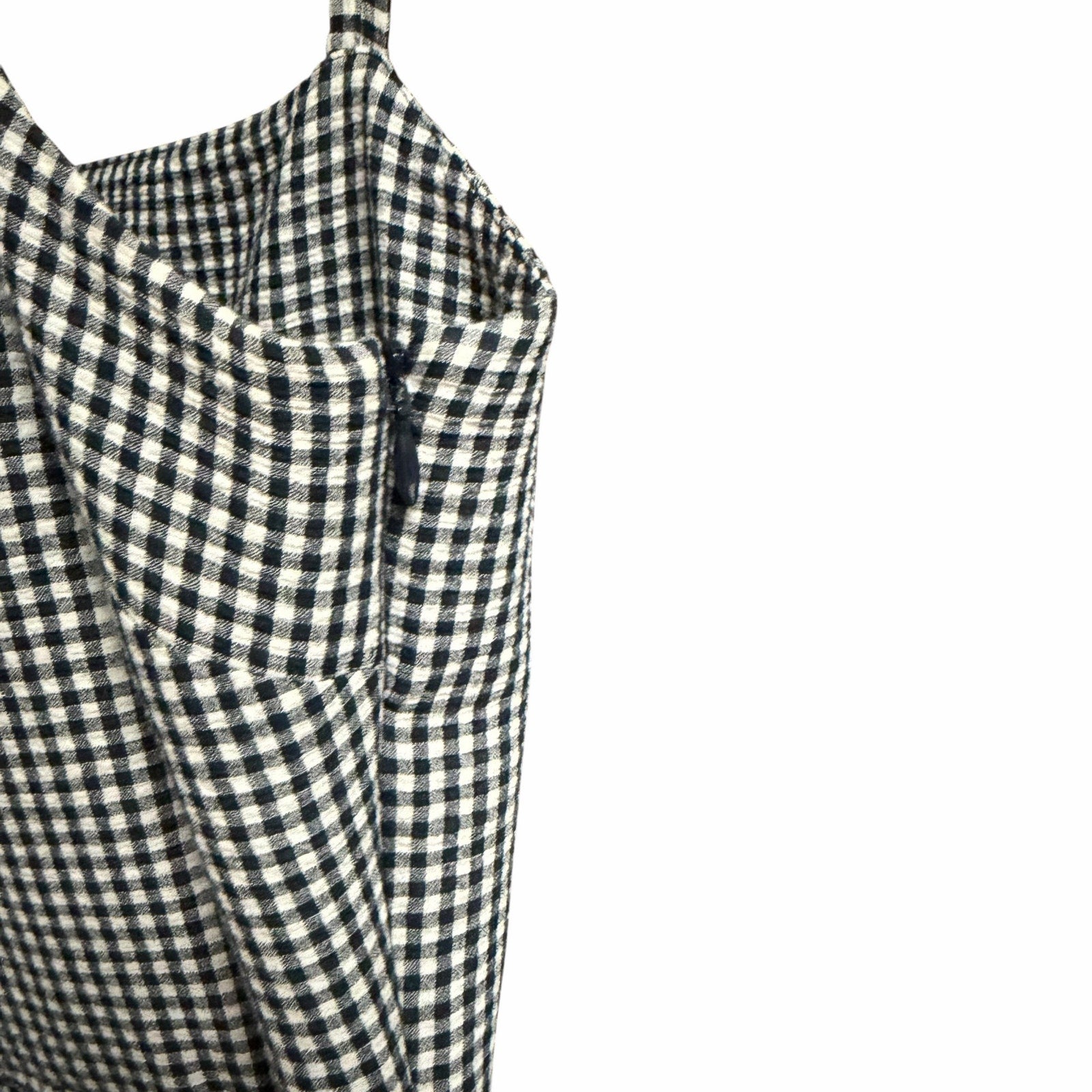 Jenni Kayne Garden Dress Checkered Navy White Sleeveless Maxi Womens Large