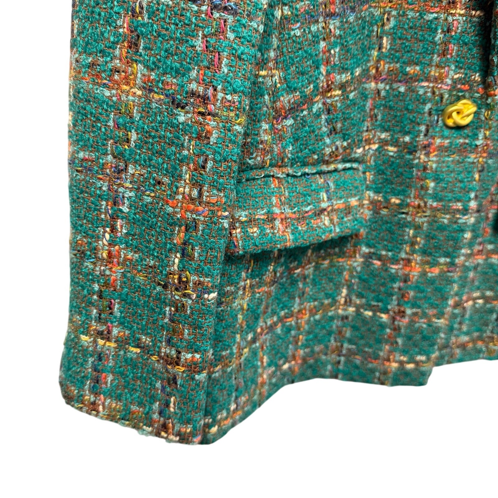 NWT L'Agence Gweny Relaxed Blazer Jacket Green Windowpane Tweed Womens 2