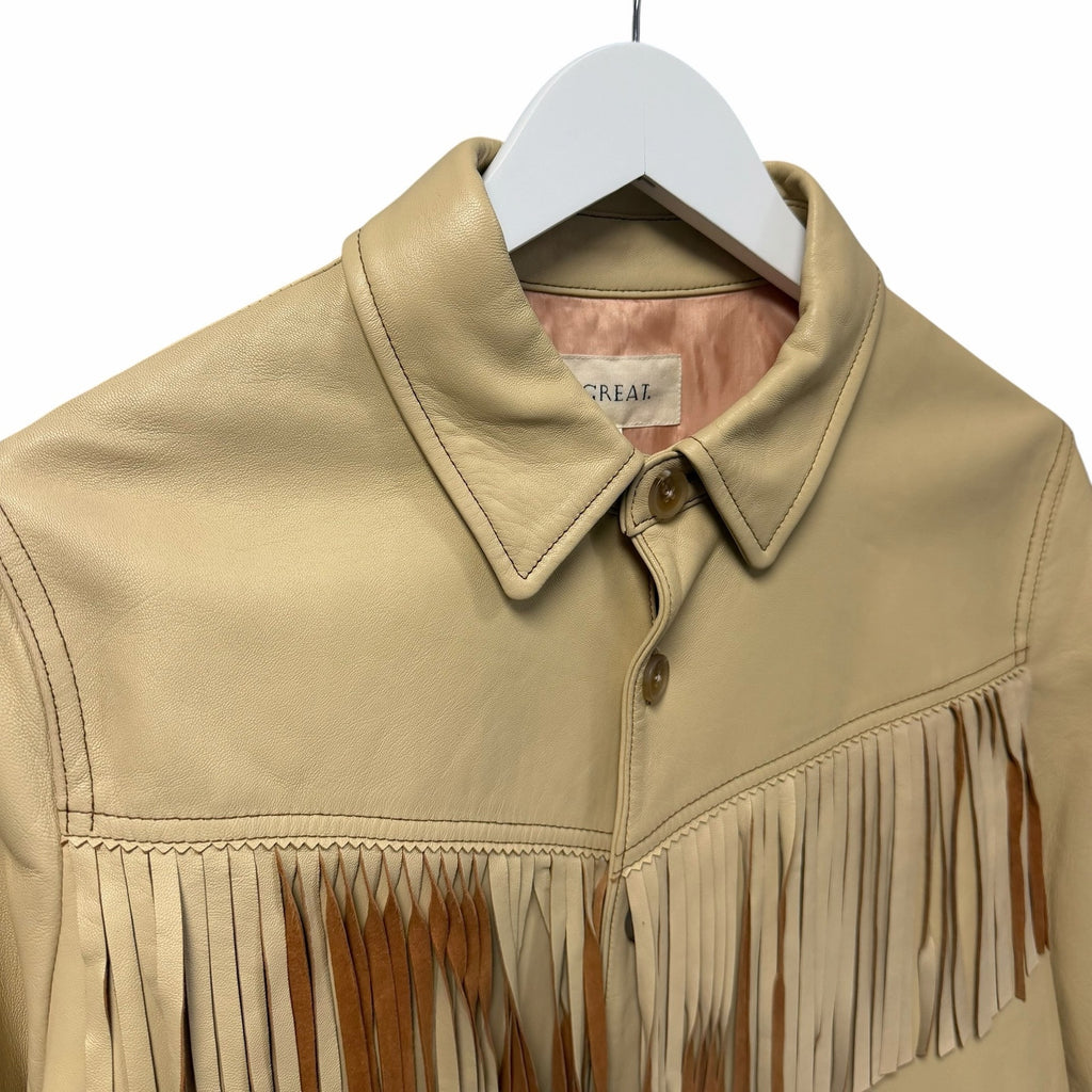 The Great Toasted Almond Leather Fringe Jacket Size 2 / US Medium Western