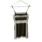 STAUD Green White Lace Trim Amalina Linen Sleeveless Mini Dress Size 2 Romantic