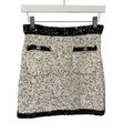 NWT Chanel 2023 Sequin Knit Mini Skirt White Black Silver Gold Womens 36 / US 4