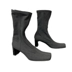 Prada Square Toe Block Heel Sock Boot Gray Womens 36.5 / US 6.5 Designer Y2K