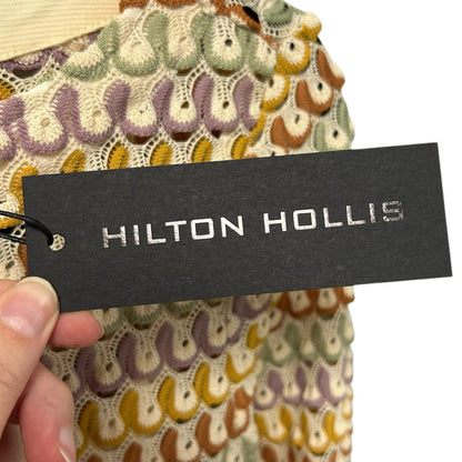 NWT Hilton Hollis Lilac Combo Crochet Textured Knit Top Womens Size Medium