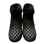 Gucci GG Crystal Motif Black Suede Short Boot Merino Wool Lined Size 39 / US 9