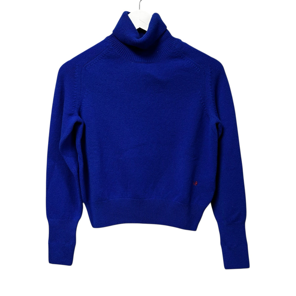 NWT Victoria Beckham Lambswool Sapphire Blue Turtleneck Sweater Womens US 0/2