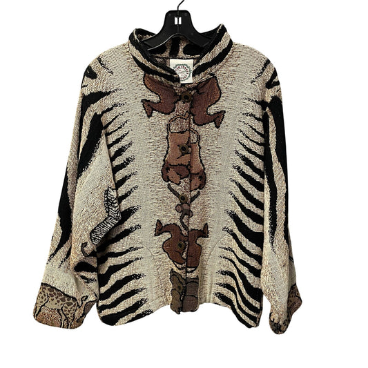 Vintage Sugar Street Weavers Safari Animal Print Button Up Sweater Jacket Medium