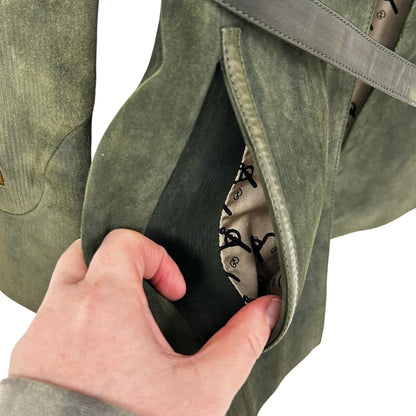 Vintage 70’s Gucci Dark Green Suede Open Front Belted Jacket Womens 48 / US 4