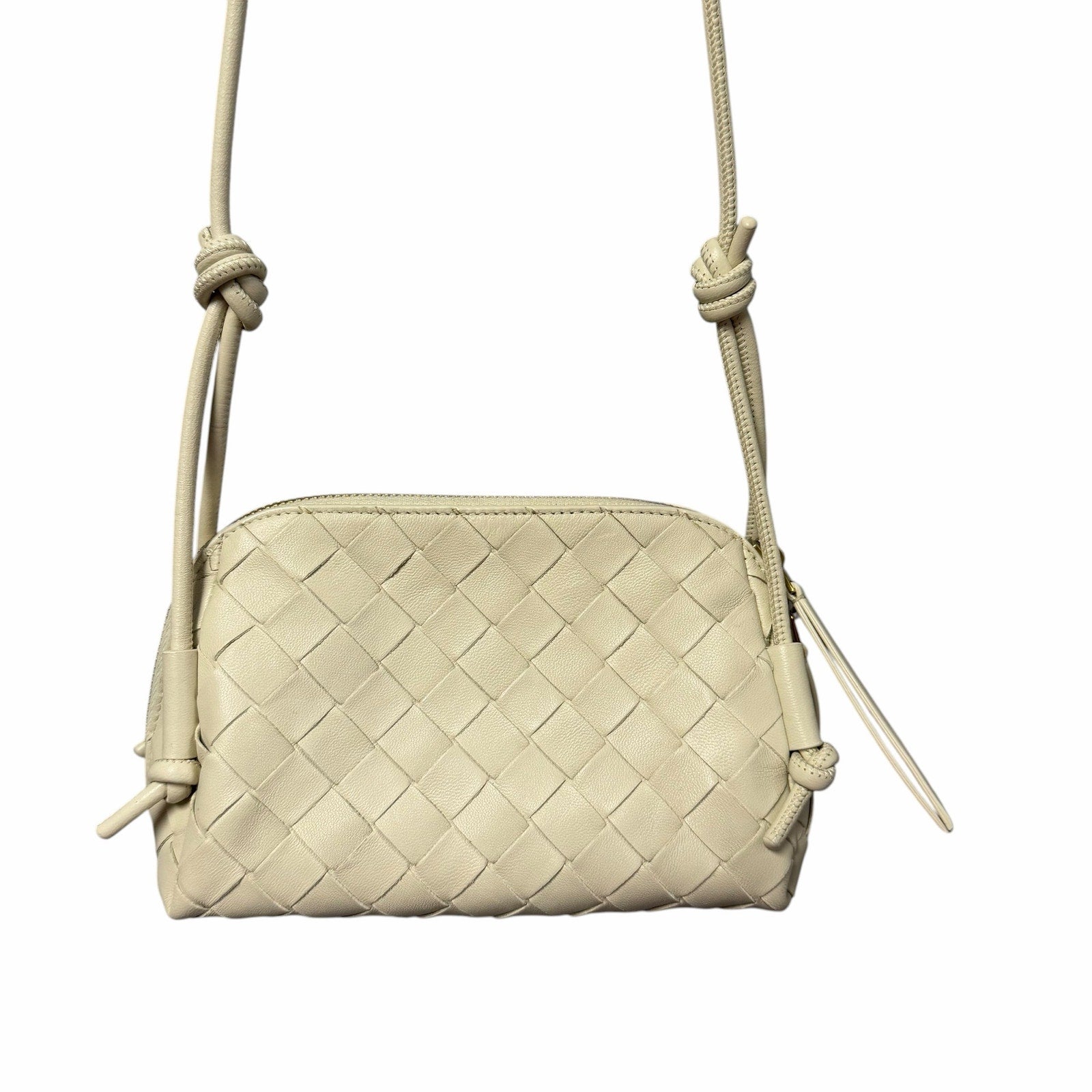 Bottega Veneta Nappa Intrecciato Concert Pouch Sea Salt Off White Woven Leather