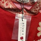 NWT Alice + Olivia Lucy Button Down Romper Serenade Dark Cherry Tie Waist Size 2