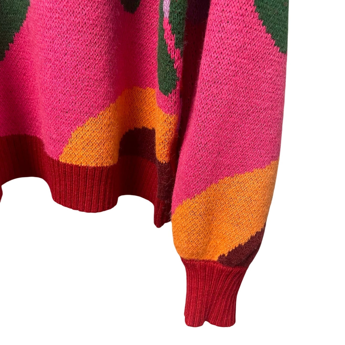 Farm Rio x Anthropologie Cold Shoulder Crew Sweater Multicolor Knit Womens Small