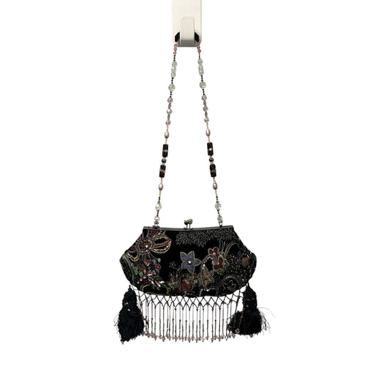Vintage Mary Frances Sequin Rhinestone Embellished Beaded Fringe Evening Bag
