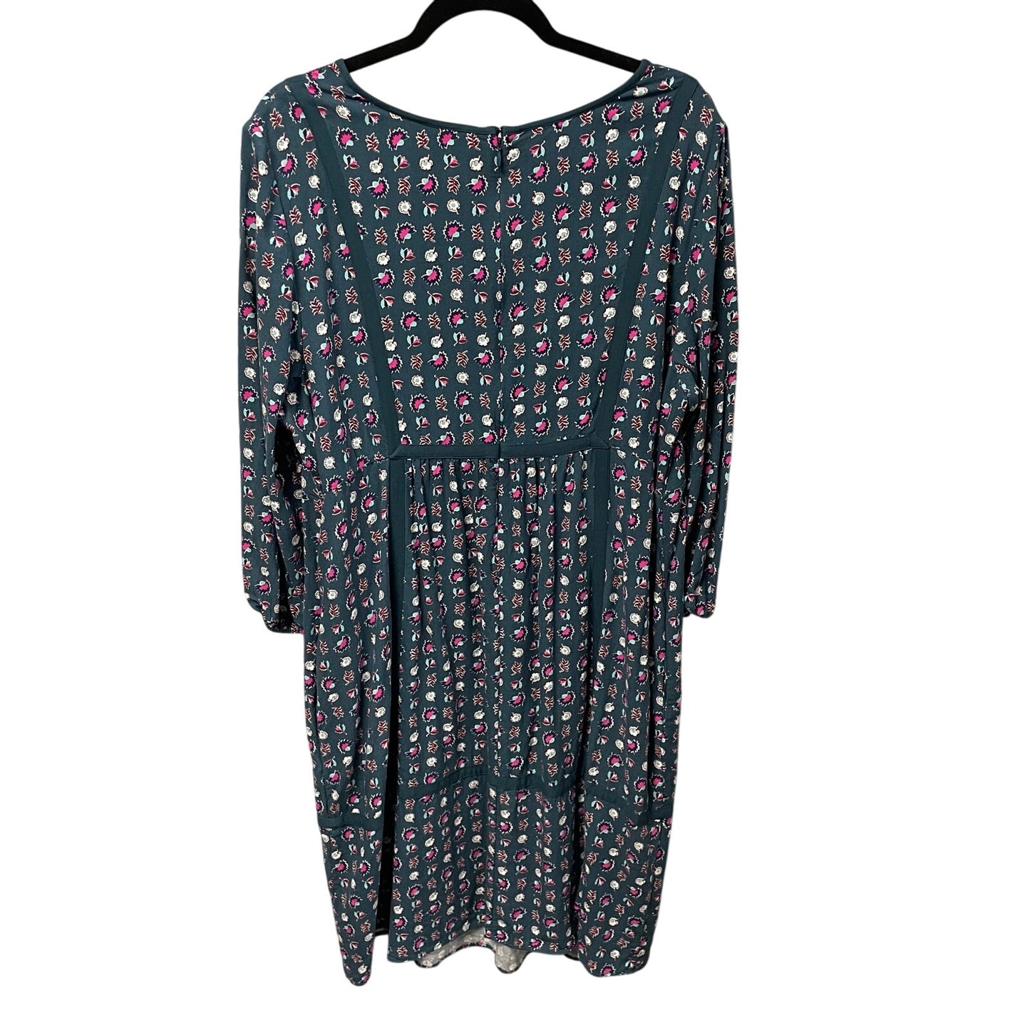 Boden Luna Heritage Prairie Dress in Sea Flower Blue Green Pink Womens 18 Long