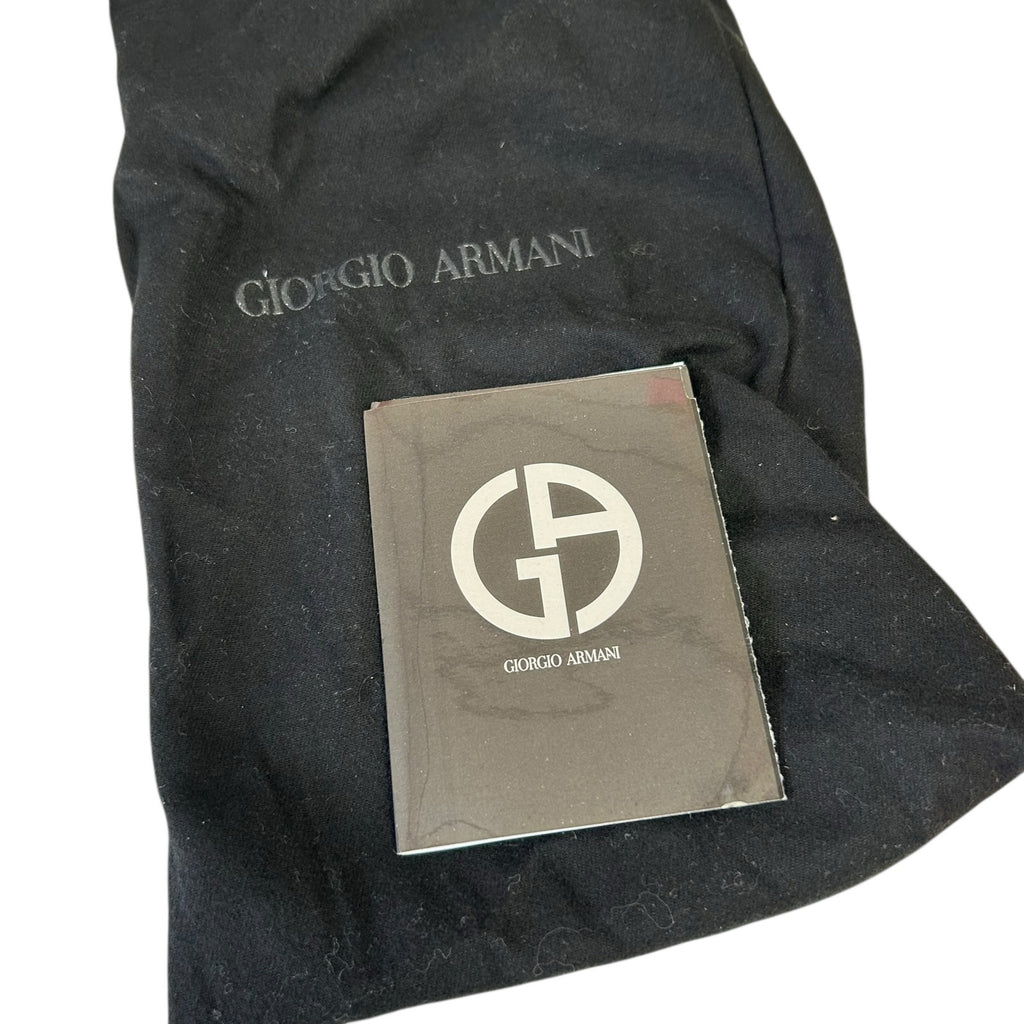 Giorgio Armani Black Leather Gold Hardware Square Toe Flats Womens 37.5 / US 7.5