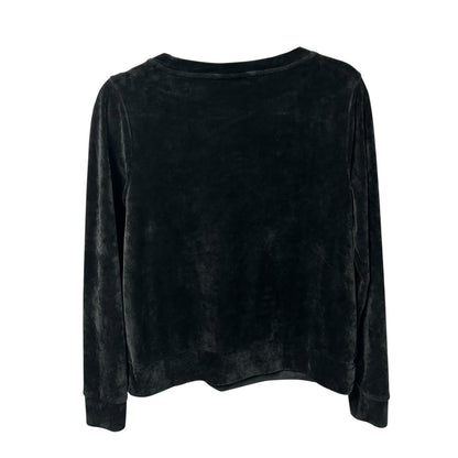 Lilly Pulitzer Onyx Black Embroidered Rami Velour Sweatshirt Womens Small