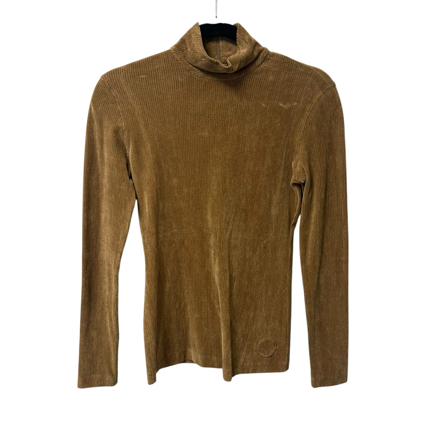 NWT AKRIS Punto Brown Corduroy Long Sleeve Cotton Blend Mock Neck Top Womens 2