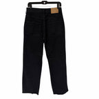 Gucci Horsebit High Rise Wide Leg Frayed Hem Jeans Black Denim Size 28 / US 8