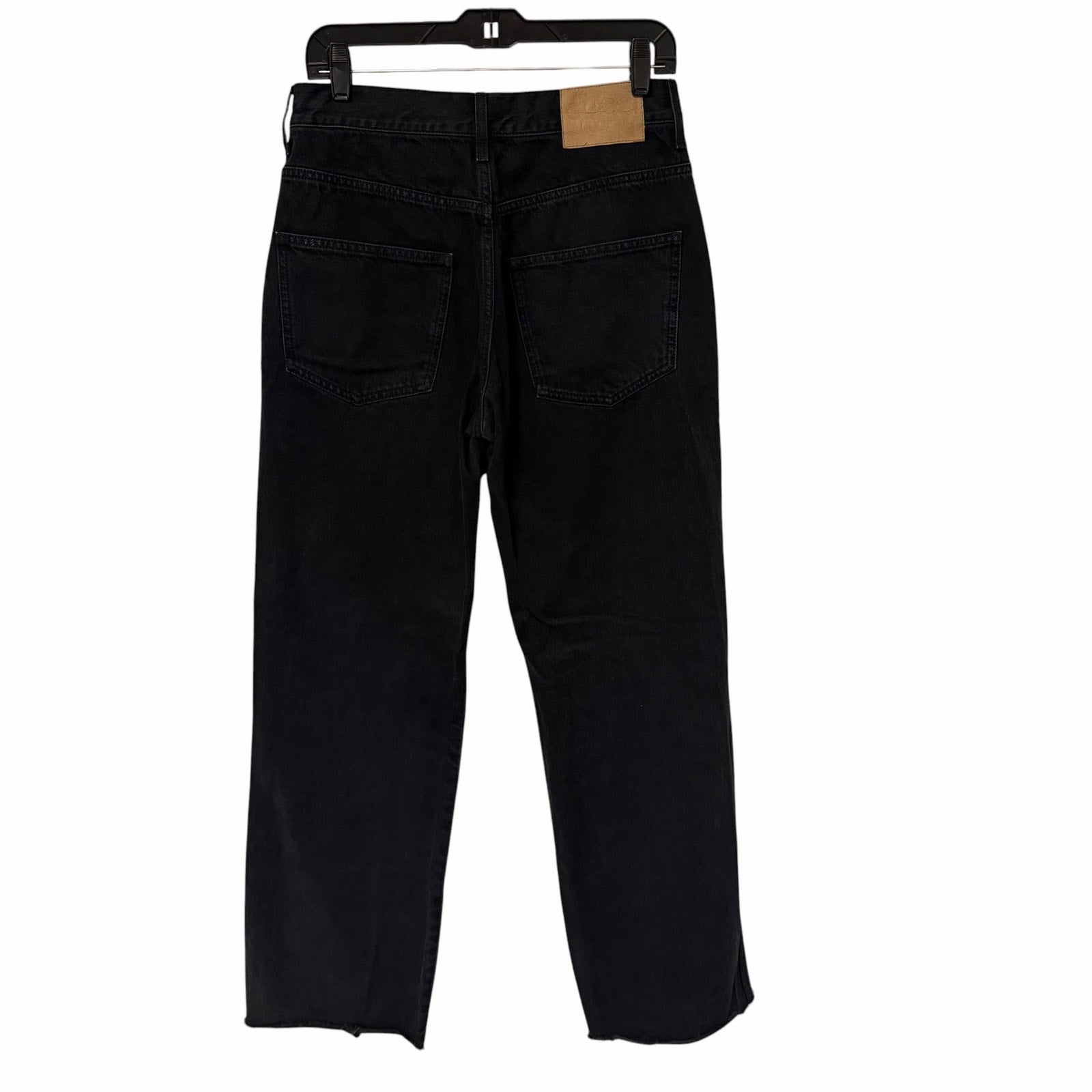 Gucci Horsebit High Rise Wide Leg Frayed Hem Jeans Black Denim Size 28 / US 8