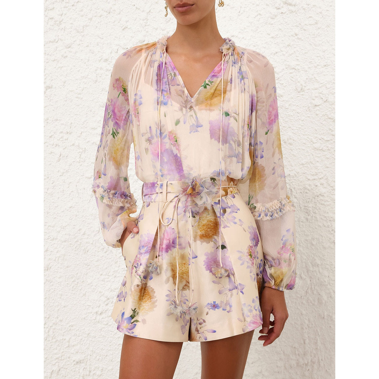 NWT Zimmermann Cream Dahlia Luna Ruffle Billow Blouse Womens US 4