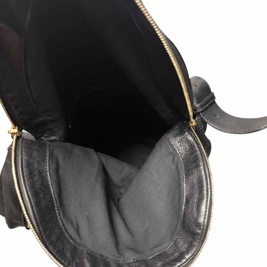 Alexander McQueen Black Leather Front Flap Messenger Handbag Gold Toned Hardware