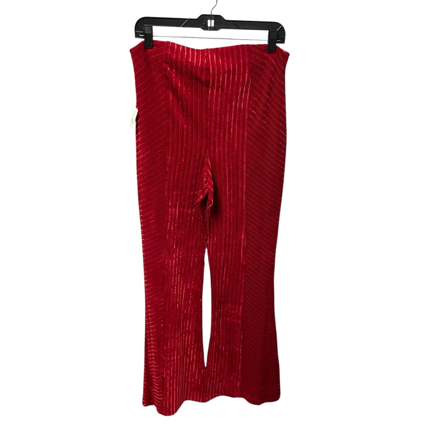 NWT Free People Slim Pull On Velvet Flare Pants in Red Womens Size Large