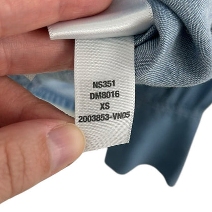 Madewell Chambray Easy Y-Neck Button-Up Collared Shirt in Ritch Wash Womens XS