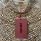 NWT Cult Gaia Taragi Top Hand Beaded Draped Pearl Embellished Womens Small