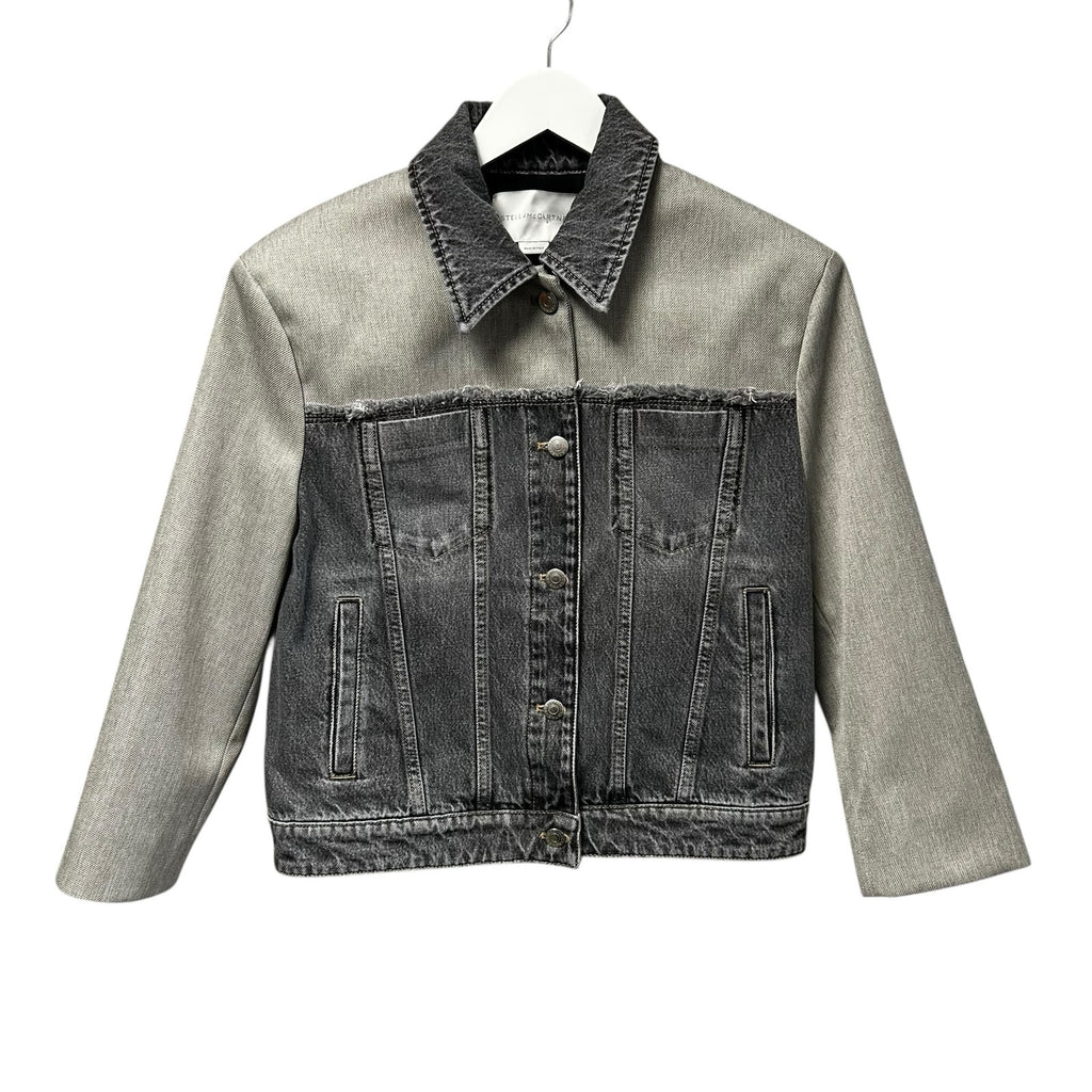 Stella McCartney Grey Wash Hybrid Denim Button Up Tailored Jacket Womens Small