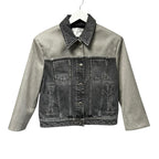 Stella McCartney Grey Wash Hybrid Denim Button Up Tailored Jacket Womens Small