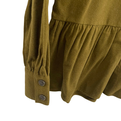 NWT Madewell Flannel Button Back Peplum Top in Weathered Olive Womens XS