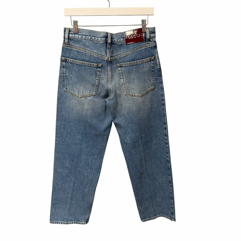 NWT Gucci Straight Fit Denim Pant Light Blue Wash Button Fly Jean Size 24 / US 2
