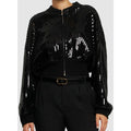 Alexandre Vauthier Black Sequined Knit Jacket Full Zip Cropped Womens Size XS