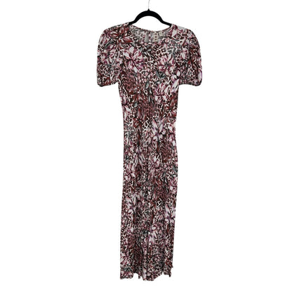 NWT Dolan Pink Floral Print Short Sleeve Viscose Blend Midi Dress Womens XS