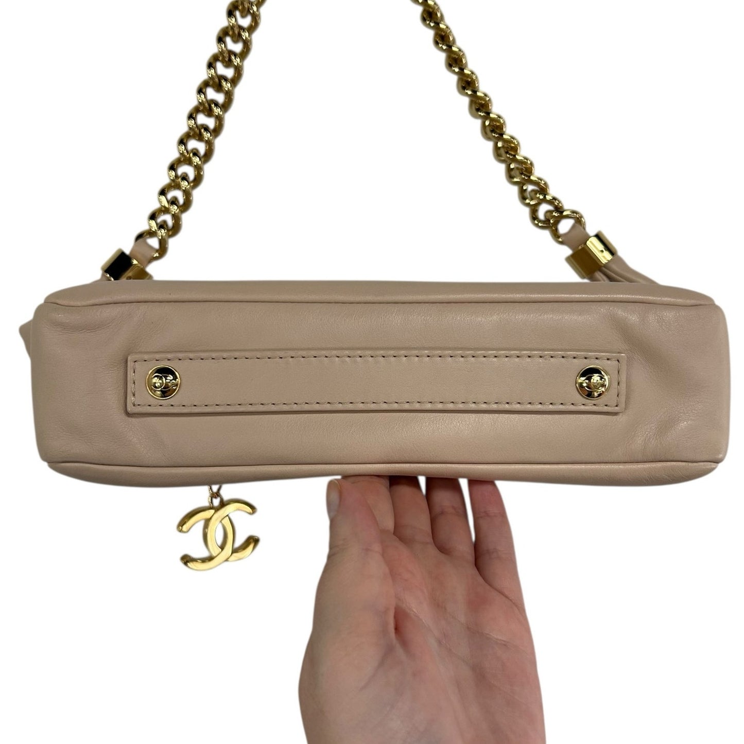 Chanel Blush Lambskin Gold Chain Stitch Logo Rodeo Drive Flap Shoulder Bag