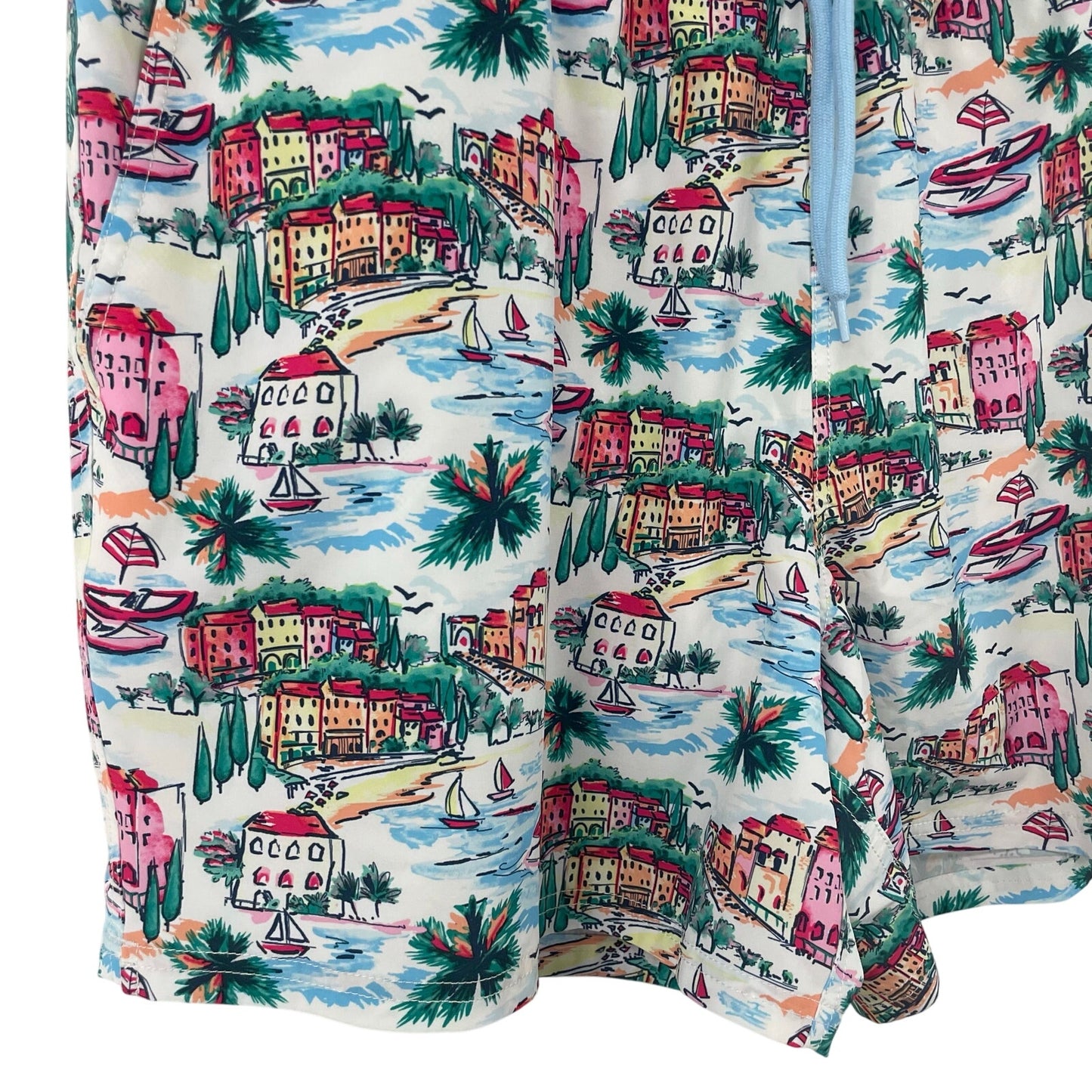 J. Crew Flex Swimwear Trunks Multicolor City Scene Print Mens Size XXL