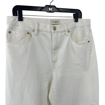 Tory Burch Wide Leg High Rise Ivory Denim Jean Womens 31