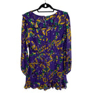 Saloni The Jodie Dress in Violet Sweet Peas Floral Print Silk Blend Womens 10
