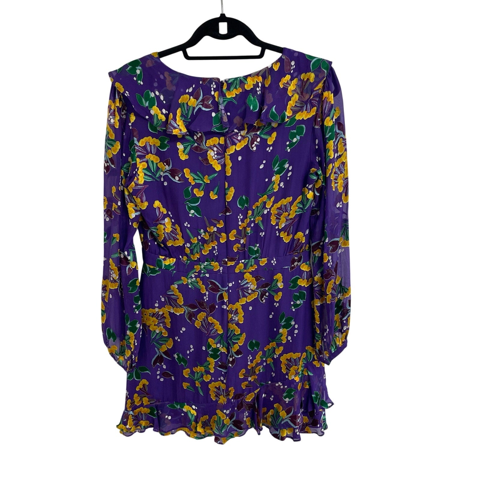 Saloni The Jodie Dress in Violet Sweet Peas Floral Print Silk Blend Womens 10