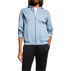 Brunello Cucinelli Monili-Tab Cotton Felpa Zip-Up Hoodie Light Blue Womens XS