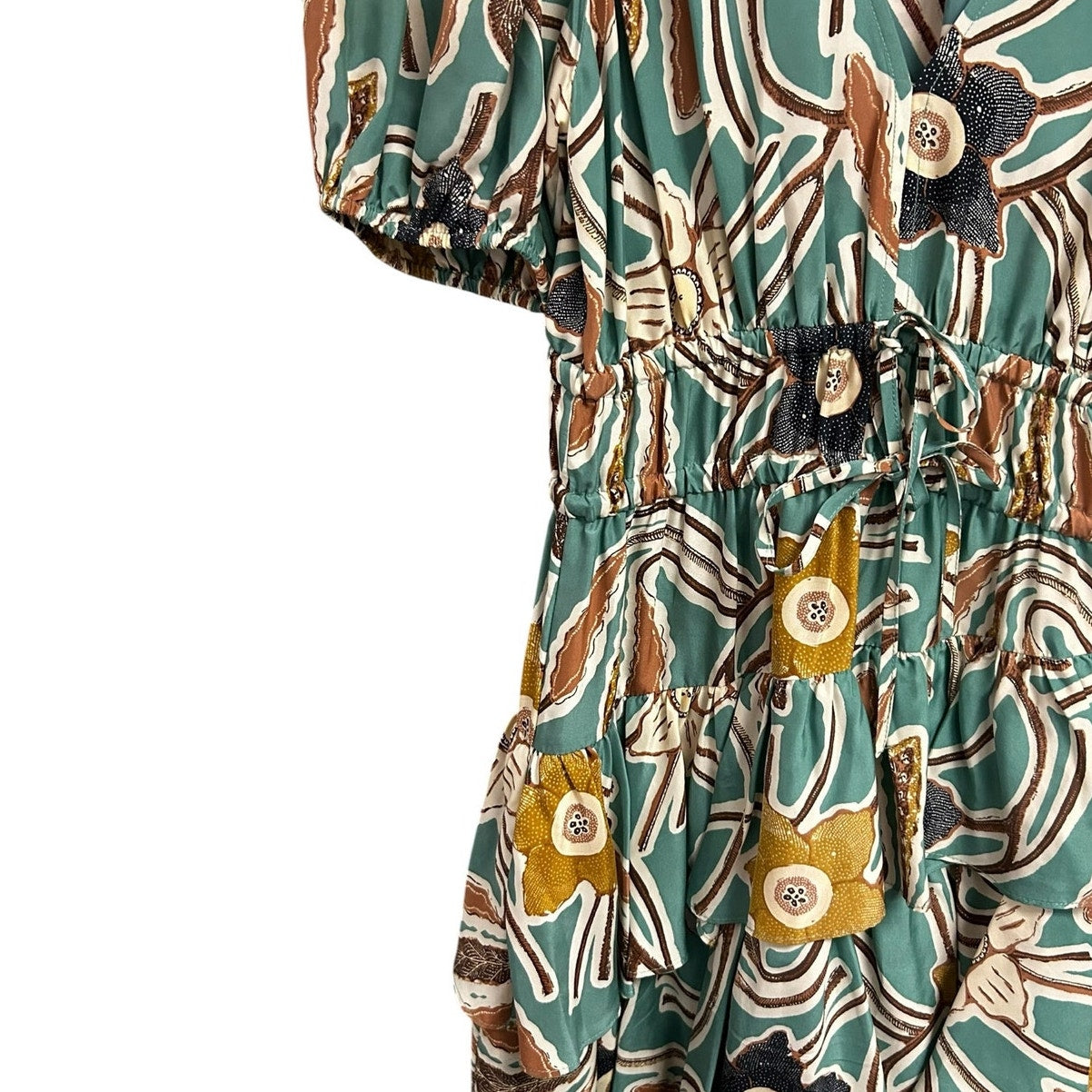 Ulla Johnson Farah Passion Flower Print Tiered Silk Tafetta Mini Dress Womens 2
