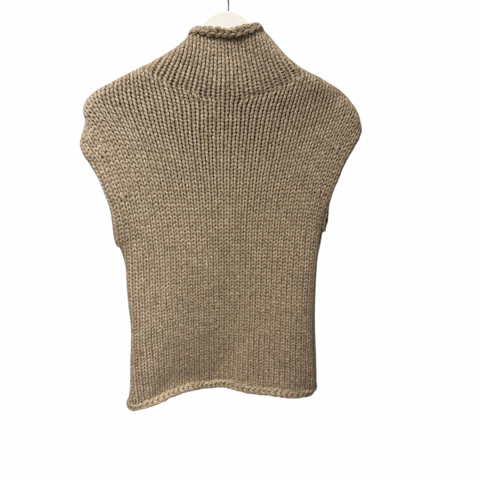 NWT Khaite Sly Top in Sepia Pure Cashmere Knit Stand Collar Cap Sleeves Size XS