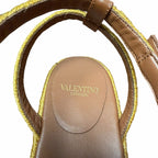 Valentino Garavani Bribri 60 Leather Platform Espadrille Sandals Brown Size US 9