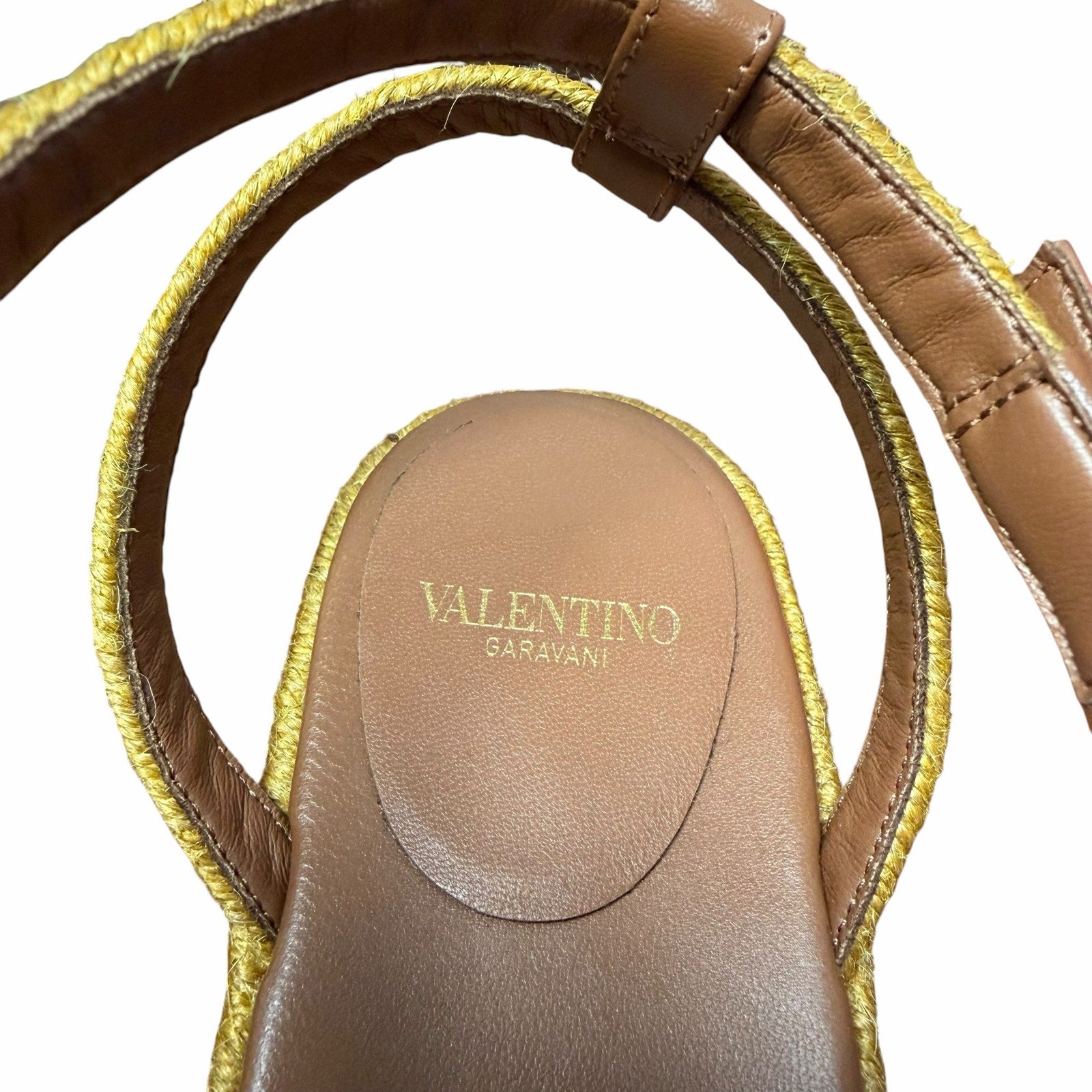 Valentino Garavani Bribri 60 Leather Platform Espadrille Sandals Brown Size US 9