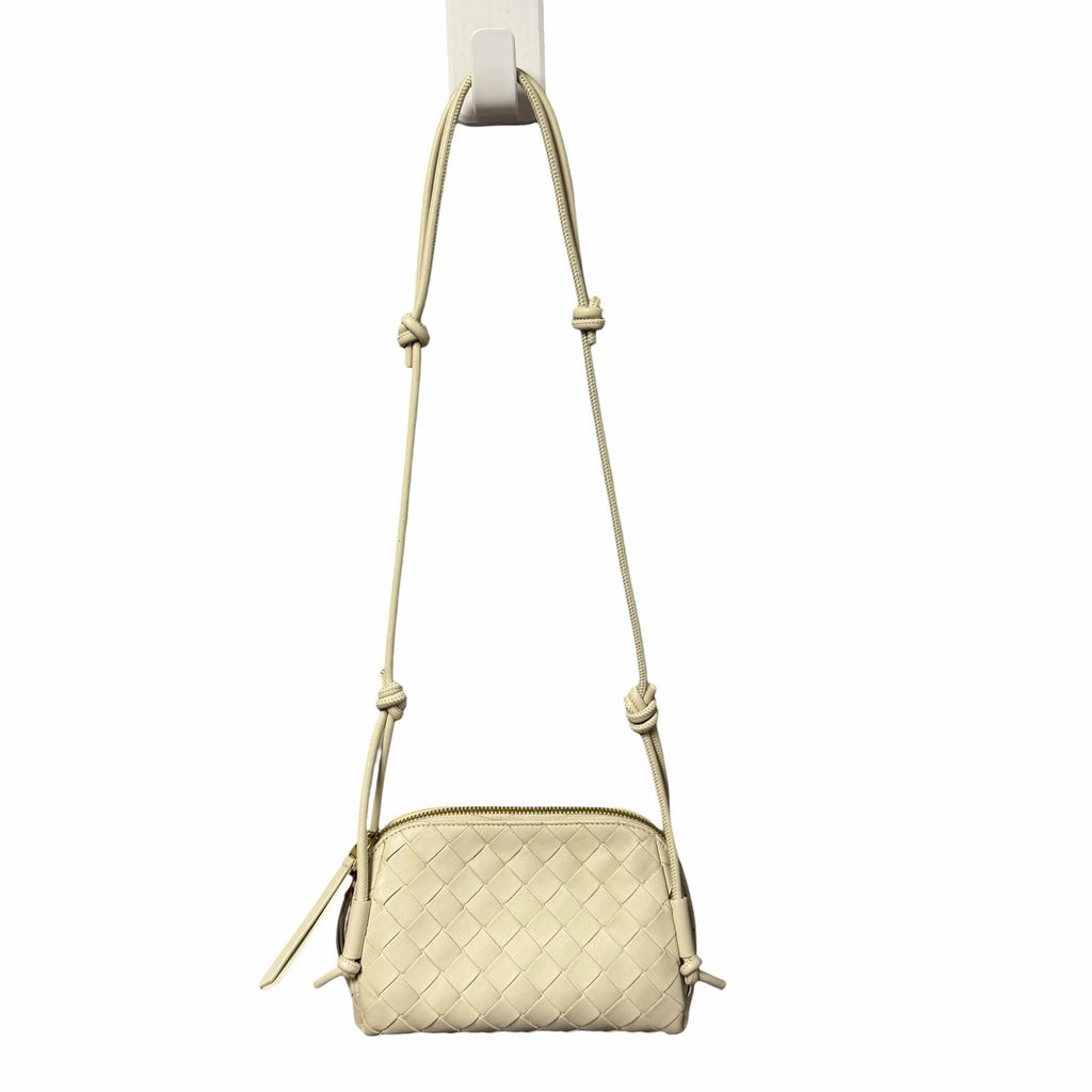 Bottega Veneta Nappa Intrecciato Concert Pouch Sea Salt Off White Woven Leather
