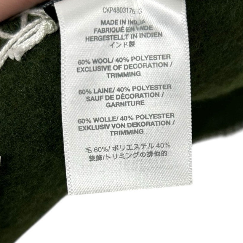 NWT Madewell Loden Green White Contrast Blanket-Stitch Wool Blend Scarf